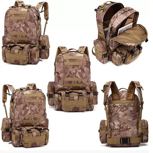 Тактический рюкзак 52л из ткани Oxford Хаки питон - фото 8