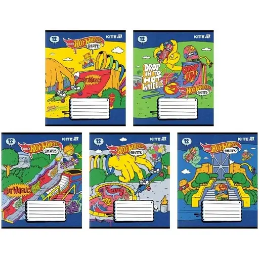Зошит учнівський "Hot Wheels Skate" Kite HW25-232-2 12 аркушів 1 шт. в асортименті - фото 1