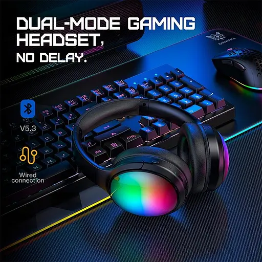 Навушники Onikuma Bluetooth Headphones with ANC Microphone 3, BT5.3, Type-C, AUX, ANC, 800mAh, 38H, RGB, black - фото 9