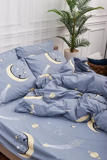 Комплект постельного белья Moon&Star семейный 143х210х2 наволочки 2х70х70 Stars Бязь Gold Люкс - фото 4