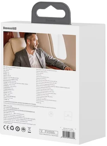 Бездротові навушники Baseus SIMU ANC True Wireless Earphone S1, BT5.1, 40mAh, 380mAh, 4.5h, 24h, (NGS1-02) white - фото 4