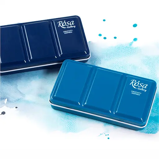 Пенал для акварельних фарб  Rosa Gallery металевий Індіго 12 кювет   - фото 6