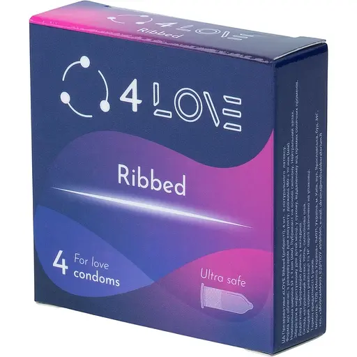 Презервативи 4Love Ribbed ребристі 4 шт. - фото 1