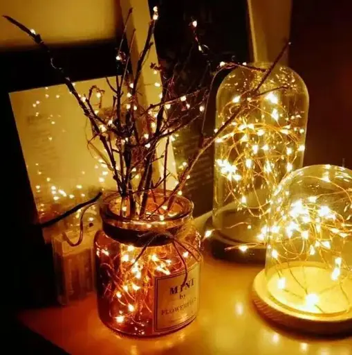 Светодиодная гирлянда Струна Свет Капля Росы Проволока 2 м 20 LED батарейки теплый Белый - фото 3