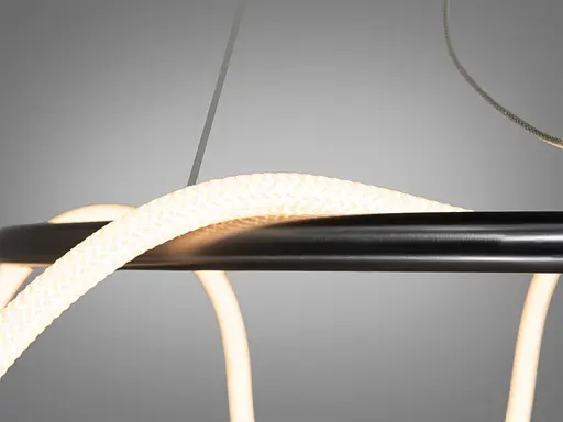 Минималистичная светодиодная люстра подвес шланг, 48W, черный хром. - фото 3