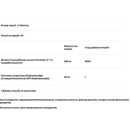 Витамин С Doctor's Best Vitamin C устойчивый 500 мг 60 таблеток (DRB-00191) - фото 3