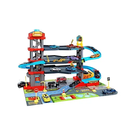 Трек MH 164 A, 64 элемента, машинки, звуковые эффекты, подсветка, механический подъемник