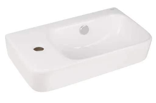 Комплект Qtap Tern: Раковина подвесная прямоугольная левая 450х250х158 мм White + Донный клапан PU02O (QT17115117LWN47327) - фото 3