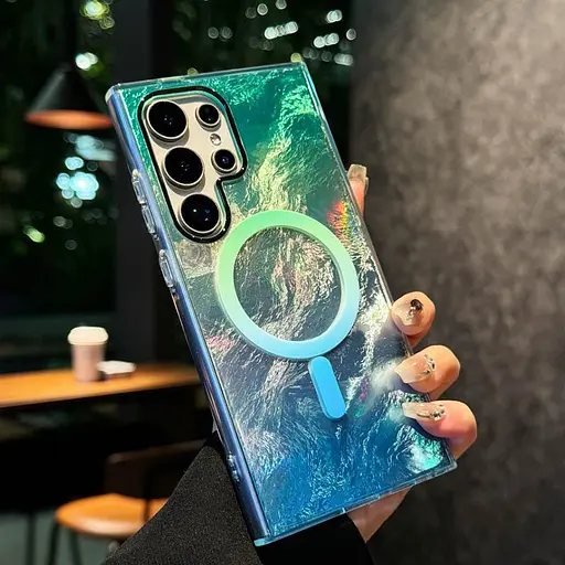 Чохол TPU Epik Shiny Mountain (MagFit) для Samsung Galaxy S25 Ultra Green/Blue - фото 3