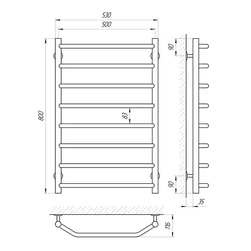 Електрична рушникосушка Laris Вікторія П8 500x800 Е 73207076 - фото 4