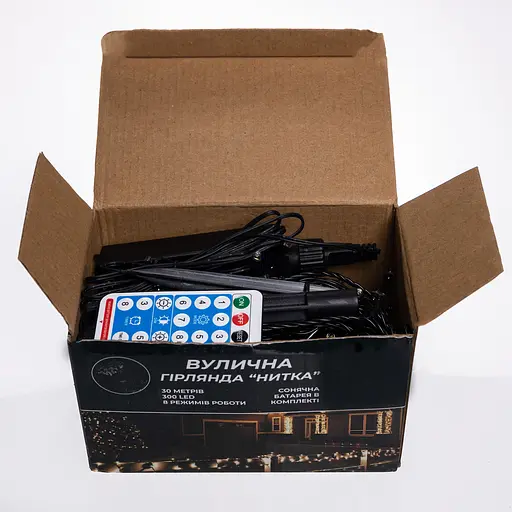 Новорічна гірлянда вулична GarlandoPro 30 м 300 LED сонячна батарея чорний провід Жовтий SB300L30MBY - фото 3