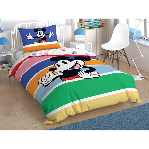Комплект постільної білизни TAC Disney Mickey Mouse Rainbow Полуторний Різнокольоровий 000229590