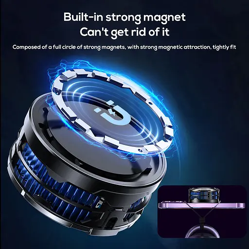 Кулер активне охолодження для телефону / планшета Memo CX08 Wireless Charge з Бездротовою зарядкою Blue (18516) - фото 4