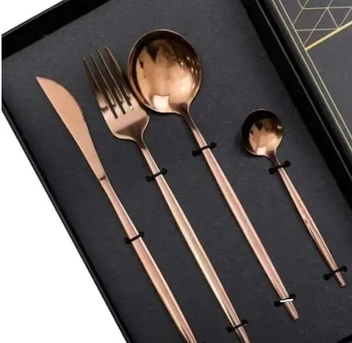 Набор столовых приборов Yiwu HP-20-44 нержавеющая сталь 24 предмета на 6 персон Бронзовый - фото 2