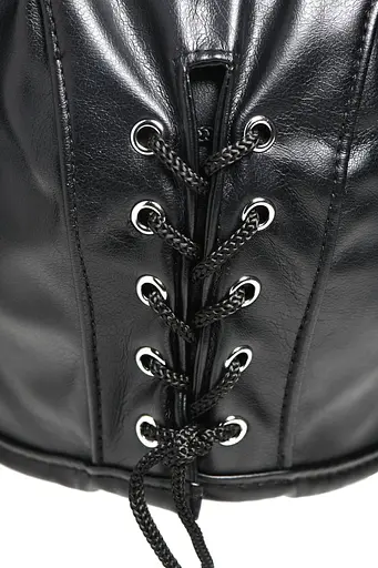 Маска Master Series Dungeon Demon Bondage Mask with Horns - Black - фото 6