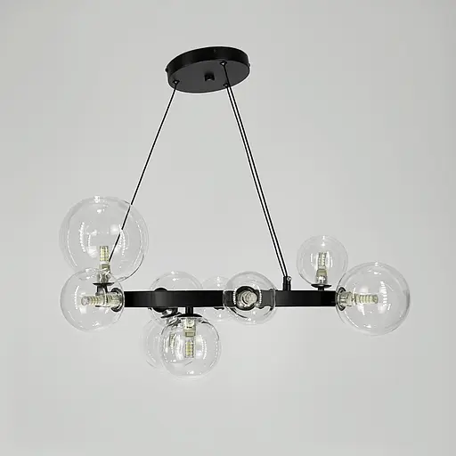 Кольцевая люстра с 10 прозрачными плафонами в черном корпусе Ø 70 см | Ст. AT32/10R BK+CL | Line F - фото 1