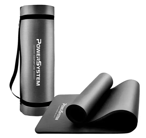Коврик для йоги и фитнеса Power System PS-4017 NBR Fitness Yoga Mat Plus Black (180х61х1) (PS-4017_Black) - фото 1