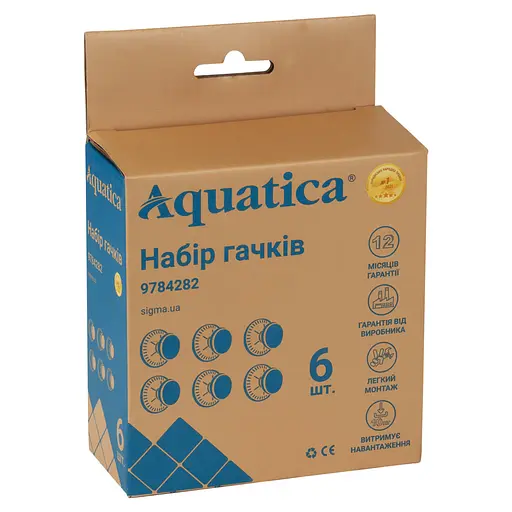 Крючки на вакуумных присосках Aquatica s42 Ø40×40мм черный/белый (6шт) (9784282) - фото 5