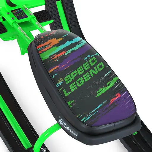 Снігокат MS 1778-7 Низька рама, м'яке сидіння з екошкіри 45х21см (2 положення), кермо, металопластик, чорно-зелений - фото 4