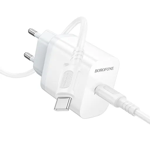 МЗП Borofone BA99A Breeze PD20W (1USB-C) + кабель Type-C to Type-C White - фото 2