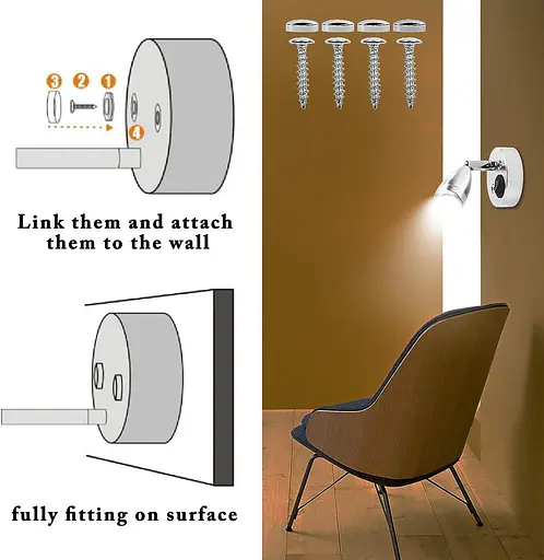 Точечный светильник Flaincep 12V LED регулируемый выключатель теплый свет поворот на 360° - фото 3