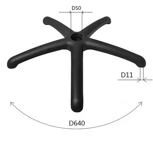Надійна поліамідна хрестовина Павук 640 мм для офісних крісел до 150 кг - фото 3