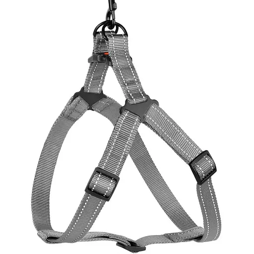 Шлея для собак Barksi Active світловідбивна (обхват грудей 40-53 см ширина 1.6 см) сіра - фото 3