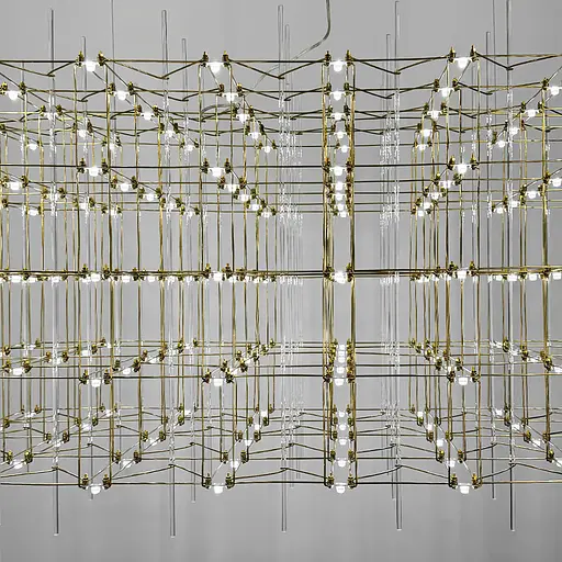 Кубічна люстра у формі паралелепіпеда 129х60х60 см | Line F | Арт. MJ201-1290*600*600 Titanium - фото 5