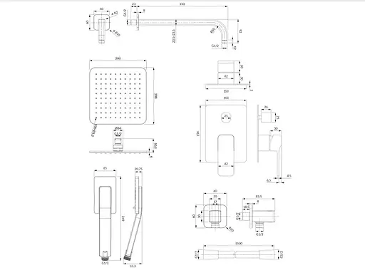 Душова система прихованого монтажу Omnires Slide graphite SYSSL12GR, Графіт - фото 8