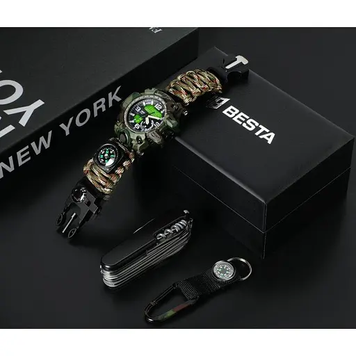 Мужские наручные часы Besta Box Military Set с компасом + подарочный набор - фото 3