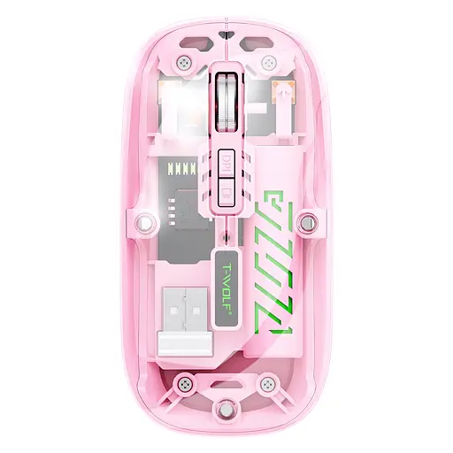 Компьютерная мышь T-WOLF X11 беспроводная бесшумная с аккумулятором 2,4G+Bluetooth Pink