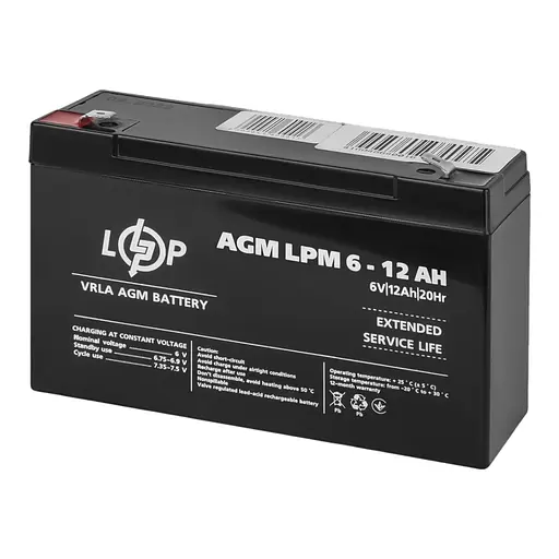 Акумулятор AGM LogicPower LPM 6 V - 12 Ah (LP4159) - фото 1