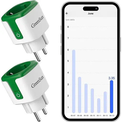 Программируемая розетка GreenSun Smart Life Smart Plug 2 совместима с Alexa и Google Home