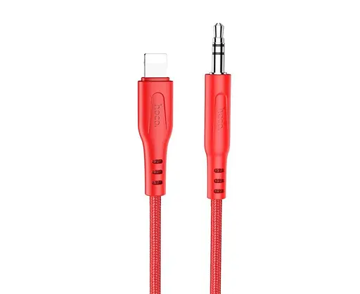 Кабель переходник Hoco UPA18 Lightning - 3.5 мм AUX красный - фото 1
