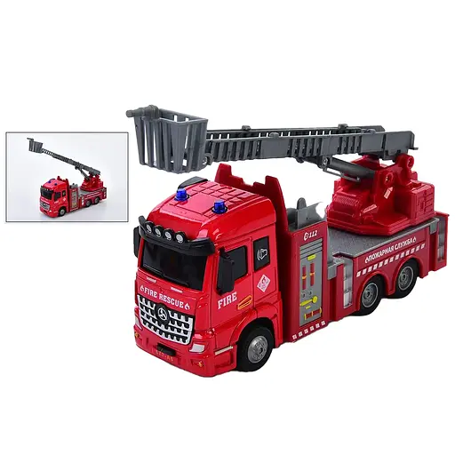 Пожарная машина, XG877-A61ABC, металл, масштаб 1:43, 16 см, с музыкальными и световыми эффектами (В ассортименте)