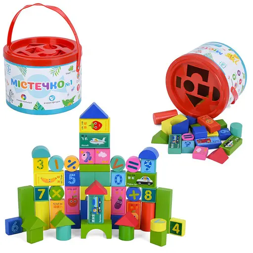 Детская деревянная игрушка "Городок №1" Limo Toy MD 0938-1, 24 блока - фото 1