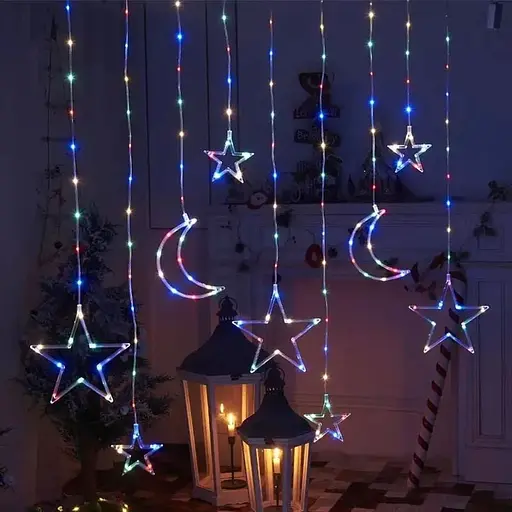 Штора гирлянда LED Star curtain звездная светодиодная RGB