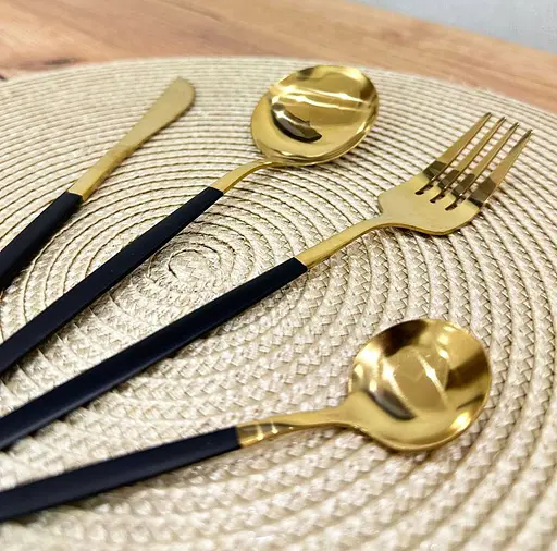 Набор столовых приборов A-Plus Cutlery set Gold на 1 персону 4 предмета Золотой - фото 4