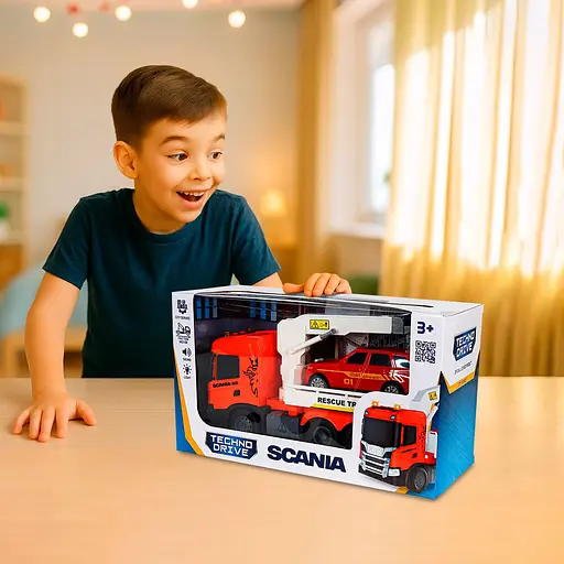 Автомобиль TechnoDrive Big Truck Эвакуатор Scania с машиной (6408KS) - фото 13