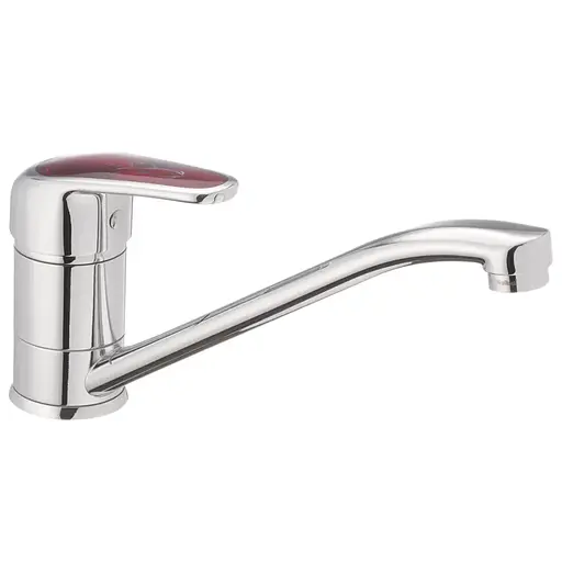 Смеситель для кухни Haiba Magic 004 с красной ручкой HB0688 Хром - фото 1