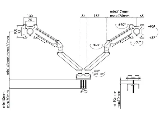 Кронштейн Anda Seat Stealth II Duo 17ъъ-32ъъ Black White AD-W-A6D-2S-BW - фото 4