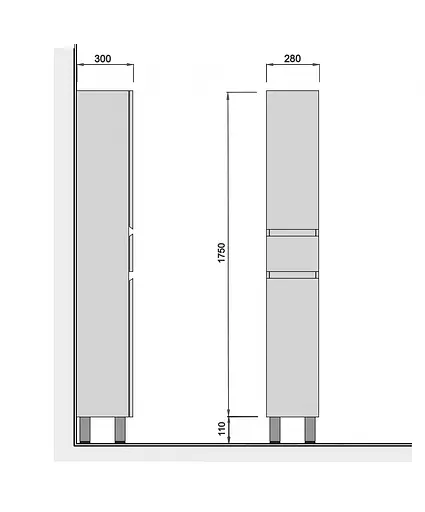 Пенал Мойдодир Фокус П-28 для ванної підлоговий, Білий - фото 2