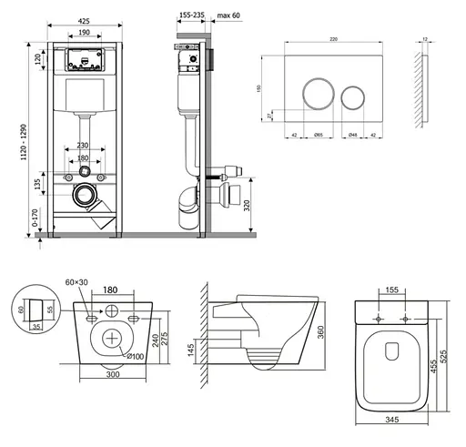 Набір Q-tap Nest 4 в 1 підвісний унітаз Tern Ultra Quiet 525x345x360 + комплект інсталяції QT17332303AW47508 - фото 8