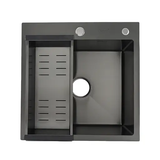 Кухонна мийка Gappo GS5050-6 накладна 500x500 мм, нержавіюча сталь, поверхня PVD, Чорний - фото 2