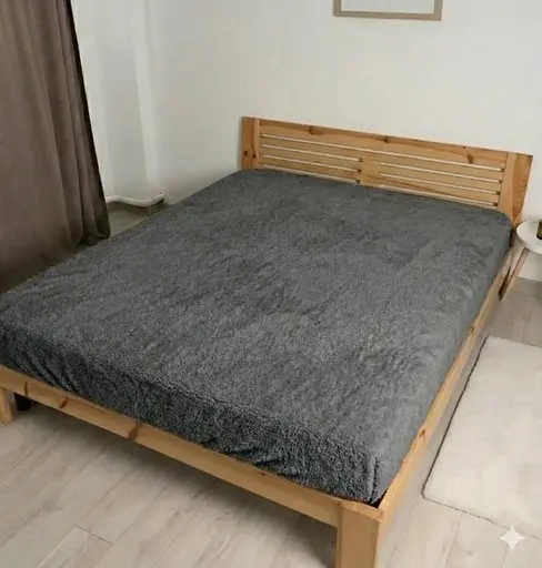 Простирадло Фліс Світло-сірий, тепле м'яке простирадло 200 x 230 м для ліжка - фото 1