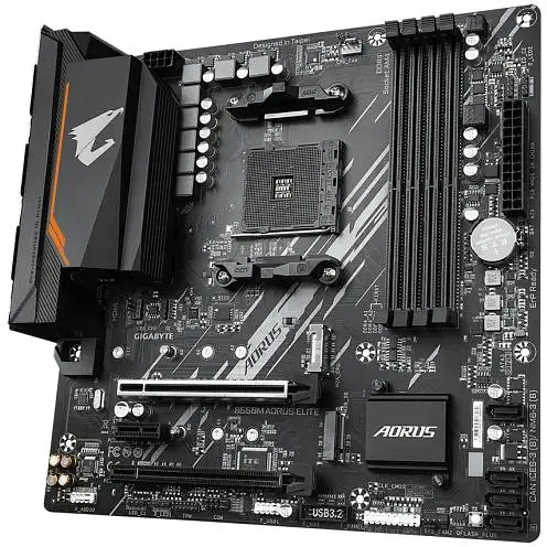Материнская плата Gigabyte AM4 (B550) B550M Aorus Elite, B550, 4xDDR4, CrossFireX, Int.Video(CPU), 4xSATA3, 2xM. 2, 1xPCI-E 16x 4.0, 1xPCI-E 16x 3.0, 1xPCI-E 1x 3.0, ALC887, GLan, 6xUSB3.2/6xUSB2.0, DVI-D/HDMI, MicroATX - фото 4
