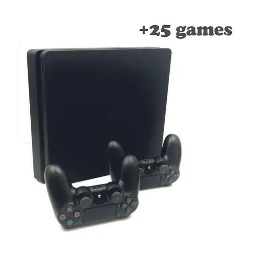 Консоль Sony PlayStation 4 SLIM 1TB Black ПО12 обслуженая + 2 Геймпада беспроводных DualShock 4 + 25 игр + гарантия б/у