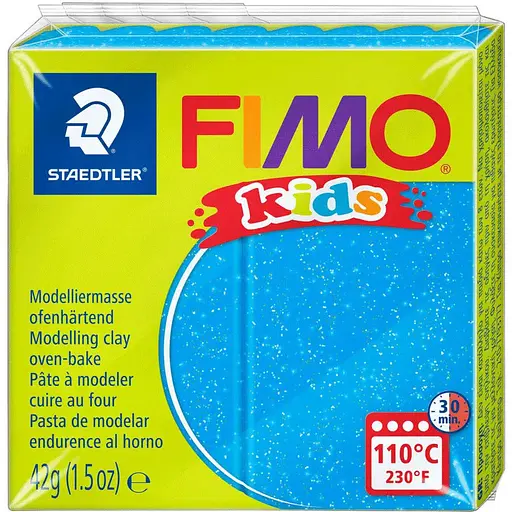 Пластика Fimo kids Голубая с блестками 42 г   - фото 1