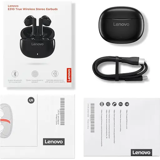 Навушники Lenovo TWS E310 Earbuds Black (GXD1Q65146) - фото 6