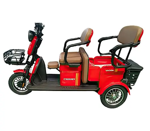 Електроскутер Триколісний 4-місний Crosser TR-4 VAGON (800W, 72V,20Ah) Червоний - фото 3